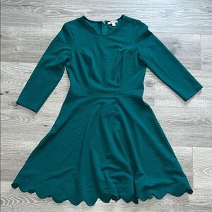 Teal Scalloped Hem Dress